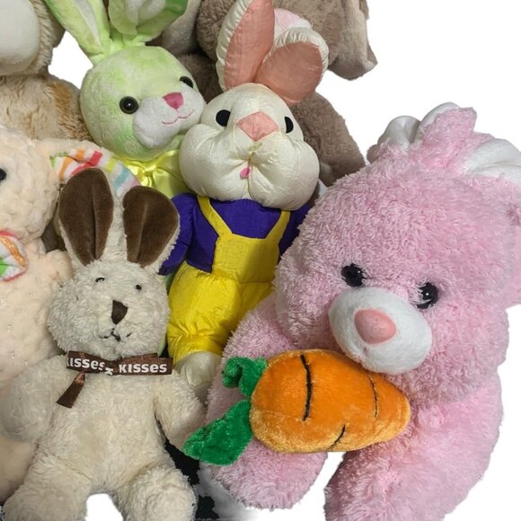 Plush Stuffed Bunny Rabbits Lot of 8 Various Sizes Colors Makers Fluffy Soft - Picture 4 of 14